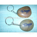 engraved letter stone natural key ring pebbles